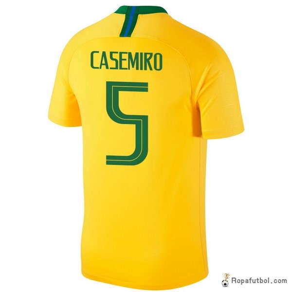 Camiseta Brasil Replica Primera Ropa Casemiro 2018 Amarillo